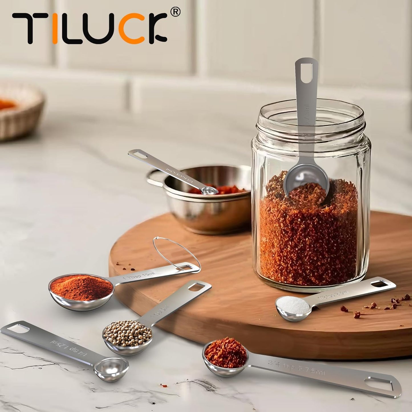 TILUCK Stainless Steel Measuring Spoons Set - Versatile Kitchen Gadgets for Cooking & Baking | Set of 7