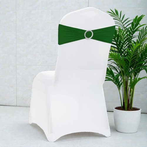 MDS Spandex Chair Sashes - Universal Fit Elastic Stretch Bands with Buckle Slider Bow | 125 Pack - Green