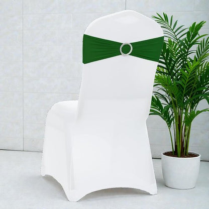 MDS Spandex Chair Sashes - Universal Fit Elastic Stretch Bands with Buckle Slider Bow | 125 Pack - Green