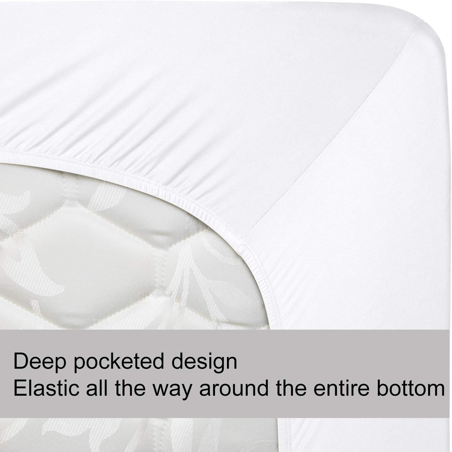 Soft Stretch Queen Size Fitted Sheet - Cozy Jersey Knit, 4-Way Stretch, Deep Fit (5"-16") | White