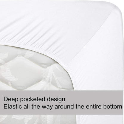 Soft Stretch Queen Size Fitted Sheet - Cozy Jersey Knit, 4-Way Stretch, Deep Fit (5"-16") | White