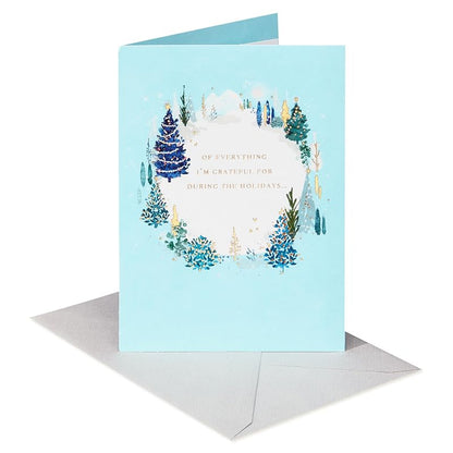 Romantic Christmas Card - Being With You with Gold Foil & Tree Design, 5 x 7 (Variation: Christmas Trees)
