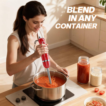 Skiennix Immersion Blender - Handheld Electric Stick Mixer with Stainless Steel Blades | 2 Speed for Smoothies, Soups, and Purees