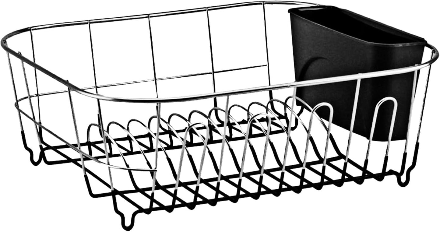 Neat-O Deluxe Chrome-Plated Steel Dish Drainer - Compact Design for Small Spaces | Black Finish