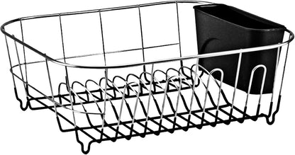 Neat-O Deluxe Chrome-Plated Steel Dish Drainer - Compact Design for Small Spaces | Black Finish
