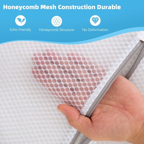 Honeycomb Mesh Laundry Bags - 12x16 Inch Delicate Wash Bags for Bras, Lingerie, Socks & Baby Clothes