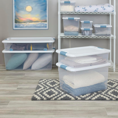 Sterilite 6-Pack Latching Storage Bins - Clear Plastic Under Bed Organizers, 32 Quart Capacity