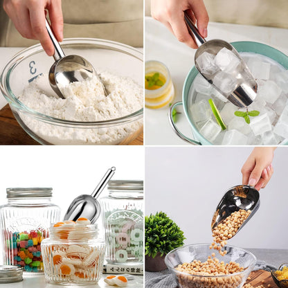 Skiennix Metal Ice Scoop - 6 Oz Stainless Steel Kitchen Scooper for Ice, Food & Pet Use