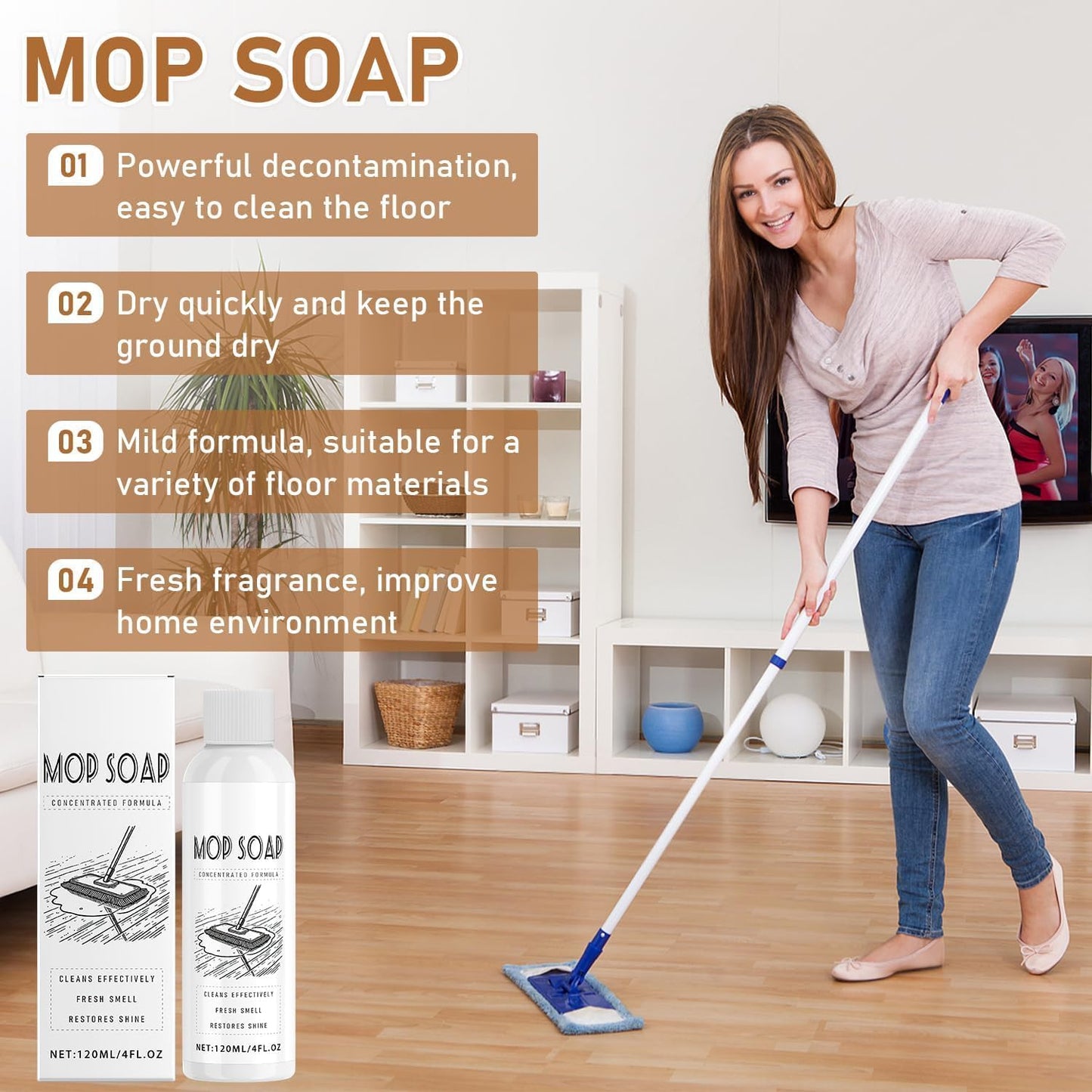 Skiennix Mop Soap | Brazilian Waves Scented Floor Cleaner - Pet-Friendly Multi-Purpose Liquid (2PCS)
