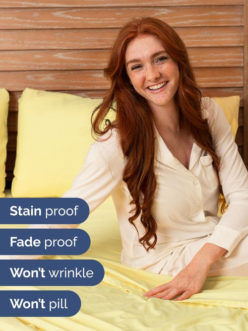 Extra Deep King Sheet Set - 6 Piece Breathable and Cooling Sheets - Hotel Luxury Bedding for Women, Men, Kids & Teens - Easy & Secure Fit - Soft, Wrinkle Free and Comfy - Extra Deep Pockets - Yellow