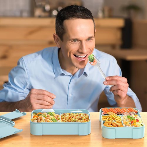 Cherrysea Stackable Bento Box - Large 6-Compartment Lunch Container | Leakproof Pink Design, 1500ML
