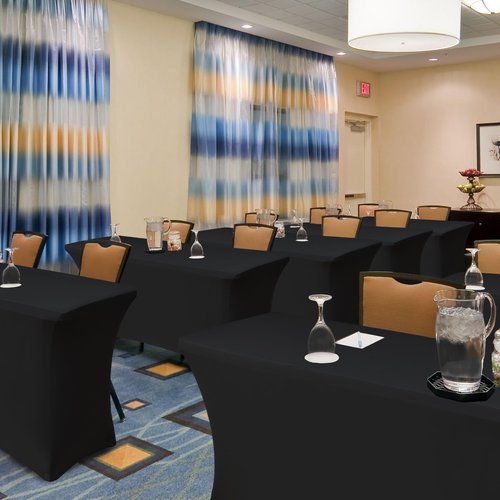 Enjoyidea Stretch Spandex Table Cover for 4ft Tables-8 Pack Black Fitted Tablecloths-Elastic Stretchable Tablecloth Protector for Party, Vendor Booth Display, Banquet Buffet Event, Craft Trade Show