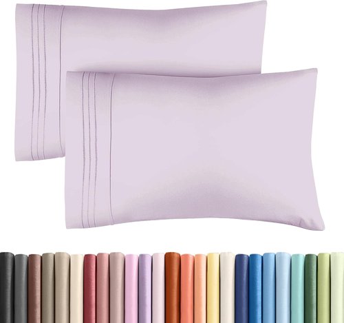 King Pillow Cases by [Brand Name] - Ultra Soft Hotel Quality Covers | Comfy, Cozy & Wrinkle-Free - Light Lavender - Set of 2