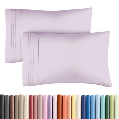 Queen Pillow Cases Set of 2 - Ultra Soft Hotel Quality Pillowcase Covers - Comfy, Cozy & Wrinkle Free - Shrinkage and Fade Resistant - Machine Washable Pillow Protectors - 2 Piece Set - Light Lavender