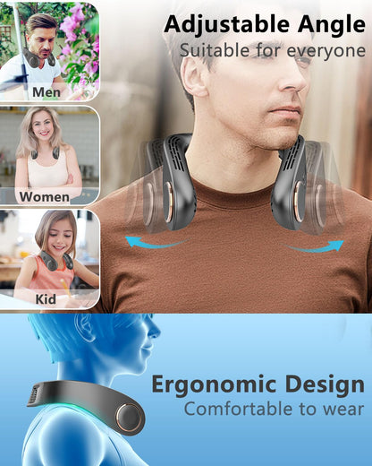 Neck Fans with Cooling Plate, Personal AC that Blows Cold Air, Portable Bladeless with LED Display, USB Rechargeable with Long-Lasting Battery, Best Neck Cooler for Kids Men Women Outdoor Travel