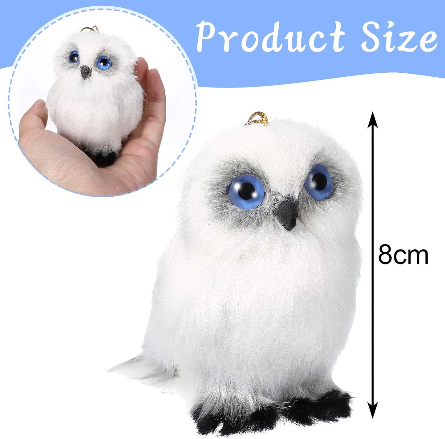 Skylety Mini Stuffed Owl Plush Toy - 3.2 Inch Soft White Hanging Ornament | Perfect for DIY Keychains & Gifts