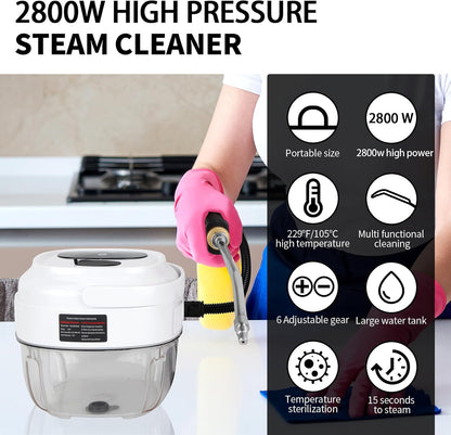 Skiennix Steam Cleaner - Handheld 6-Level Steamer with 10s Heat-Up & 1.5L Tank for Home & Car Detailing