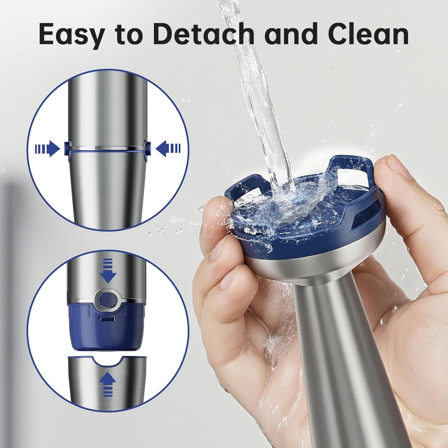 Skiennix Immersion Blender - 1100W Handheld Stick Mixer with Variable Speed, Chopper & Whisk - Navy Blue