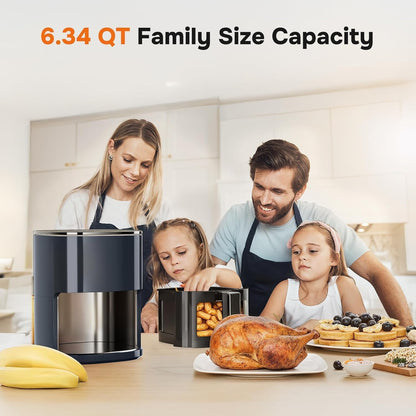 Simple Deluxe 12-in-1 Air Fryer - 6.34 Qt Digital Preset with Visible Window & Nonstick Basket | 1700W