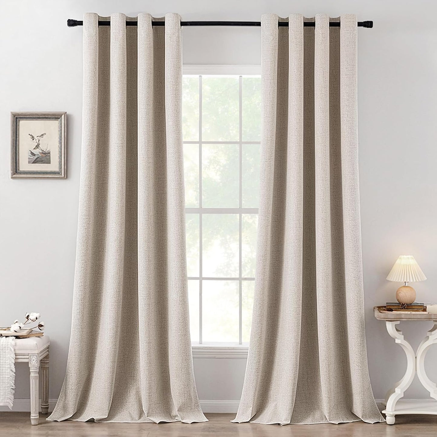 MIULEE Blackout Linen Textured Curtains - Thermal Insulated Room Darkening Drapes | 52 x 108 Inch (2 Panels)