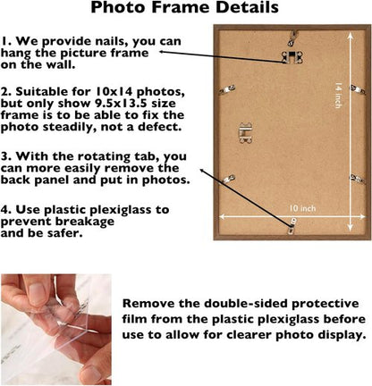 JCJMY Picture Frame - 10x14 Inch Brown for Diamond Art | Horizontal & Vertical Wall Hanging, Shatter-Resistant Plexiglass