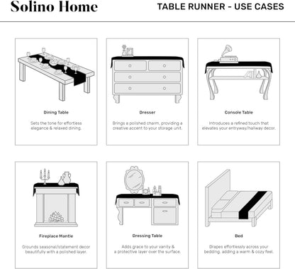 Solino Home Linen Table Runner - 100% Pure Ivory Linen, 14 x 90 Inches for Dining & Special Occasions