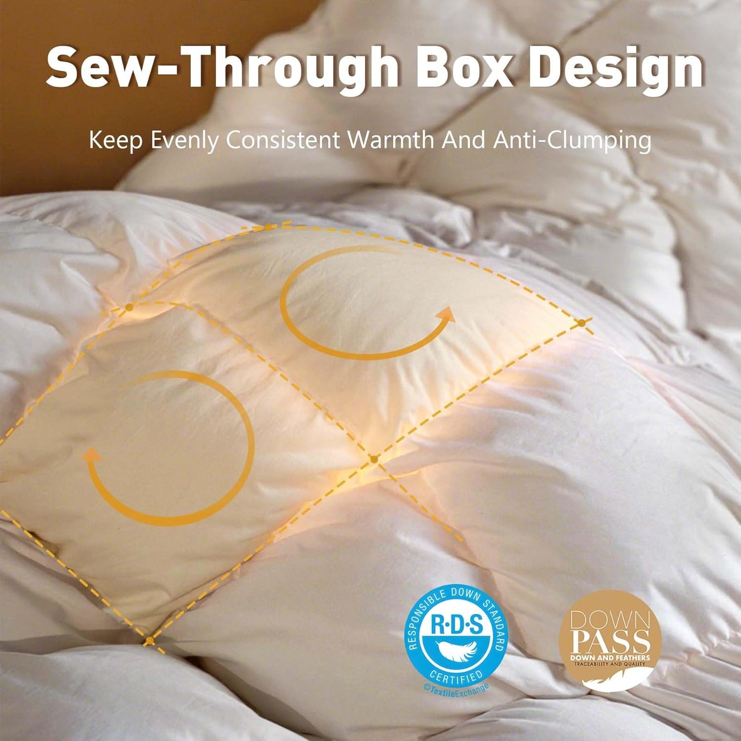 Skiennix Queen Size White Goose Down Fiber Comforter - Super Cozy & Soft All-Season Duvet Insert 90”x90”