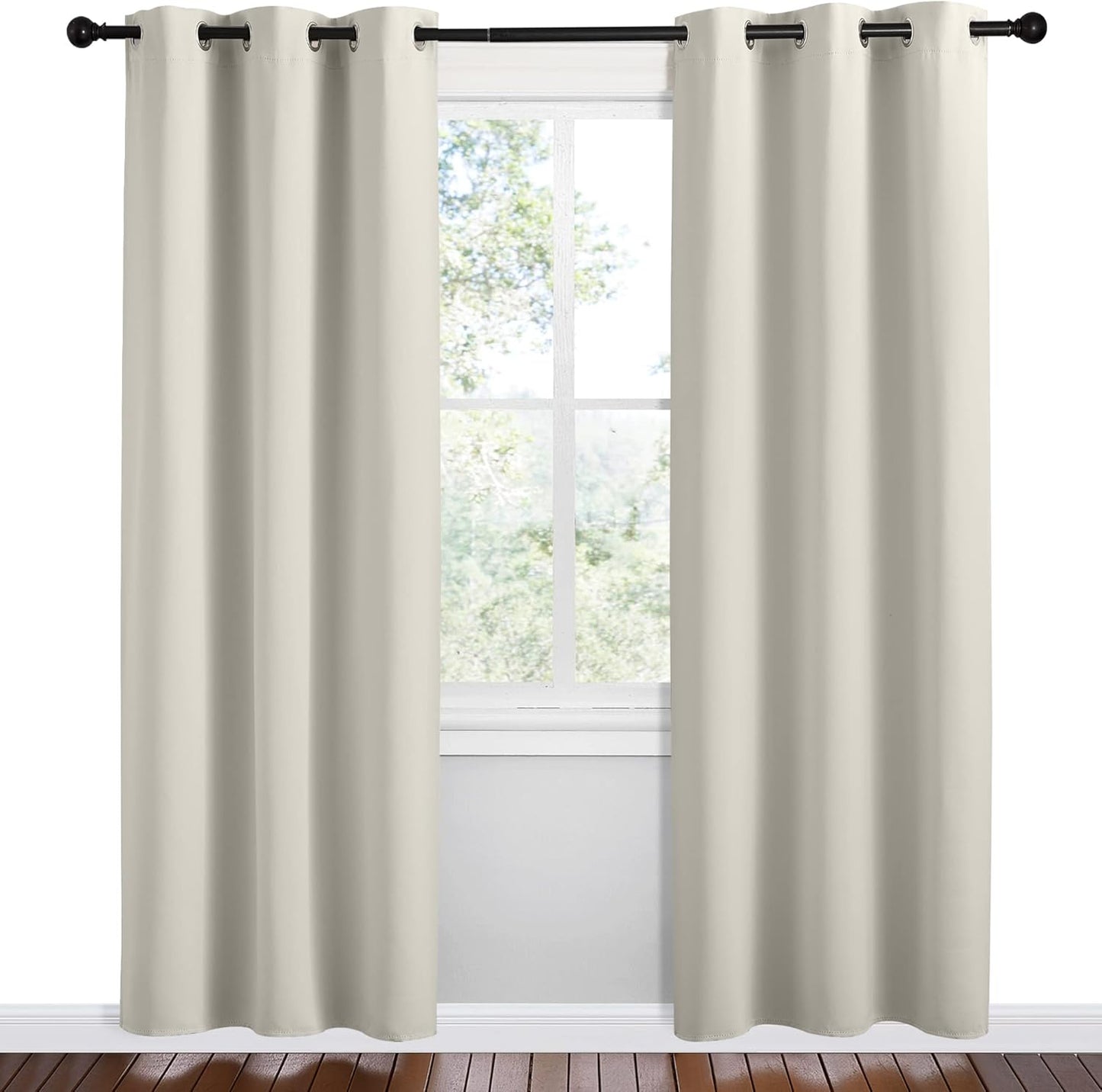 NICETOWN Kitchen Curtains - 78 Inches Long, Thermal Insulated Grommet Draperies, Natural Color, 2 Panels, 42 Inches Wide
