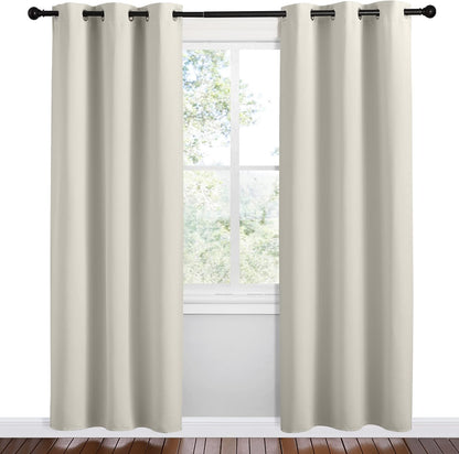 NICETOWN Kitchen Curtains - 78 Inches Long, Thermal Insulated Grommet Draperies, Natural Color, 2 Panels, 42 Inches Wide