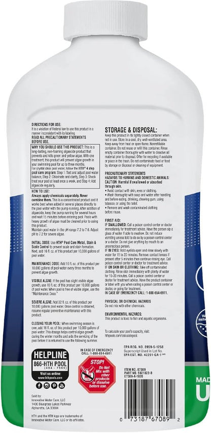 HTH 67089 Algae Guard Ultra - Long Lasting Swimming Pool Care Chemical, 32 Fl Oz