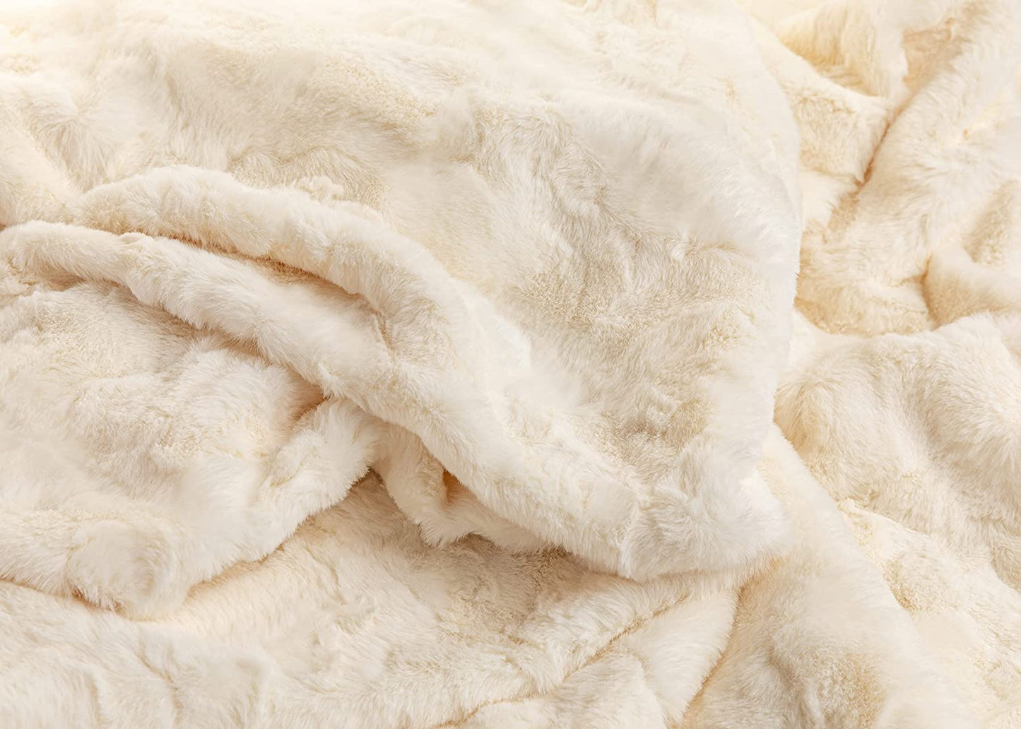 Outrageously Soft Blanket - Ultra Plush Minky Faux Fur Blanket - Ivory Twin