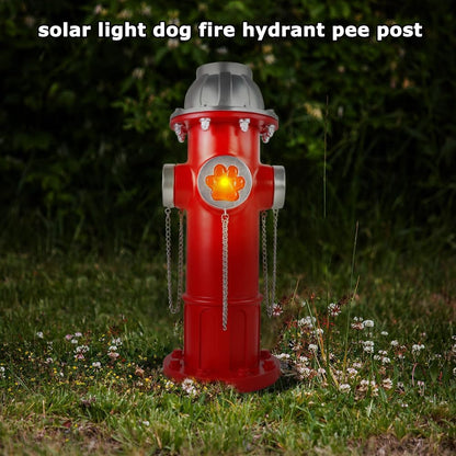 Skiennix Fake Fire Hydrant Statue - Solar Light with Glowing Paw Prints for Outdoor Garden Decor | 14.5" Tall