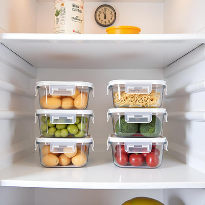 Skiennix 2-Cup Square Glass Food Storage Containers - Airtight, Leak-Proof, BPA-Free | 16oz Meal Prep Bowls