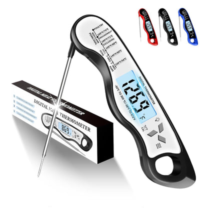 Meat Thermometer - IP67 Waterproof Digital Thermometer with Backlight & Magnet for BBQ, Grill, Candy