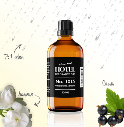 AirScent Hotel Diffuser Oil No. 1015 - Premium Cassis Jasmine Petrichor Fragrance - 10 mL Glass Dropper Bottle