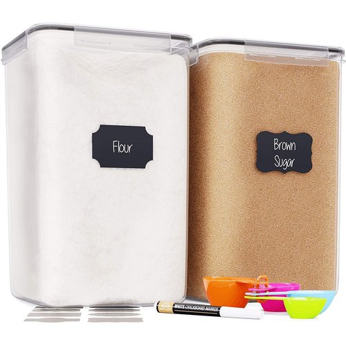 Chef's Path Extra Large Airtight Food Storage Containers with Lids, Pack of 2, 6.5L, 220Oz, Airtight Kitchen and Pantry Bulk Canisters for Flour, Sugar, Rice, and Baking Supplies - Transparent