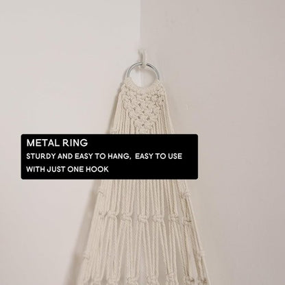 Amdermi Stuffed Animal Storage Hammock - Boho Macrame Toy Organizer for Kids' Rooms | XL Cream