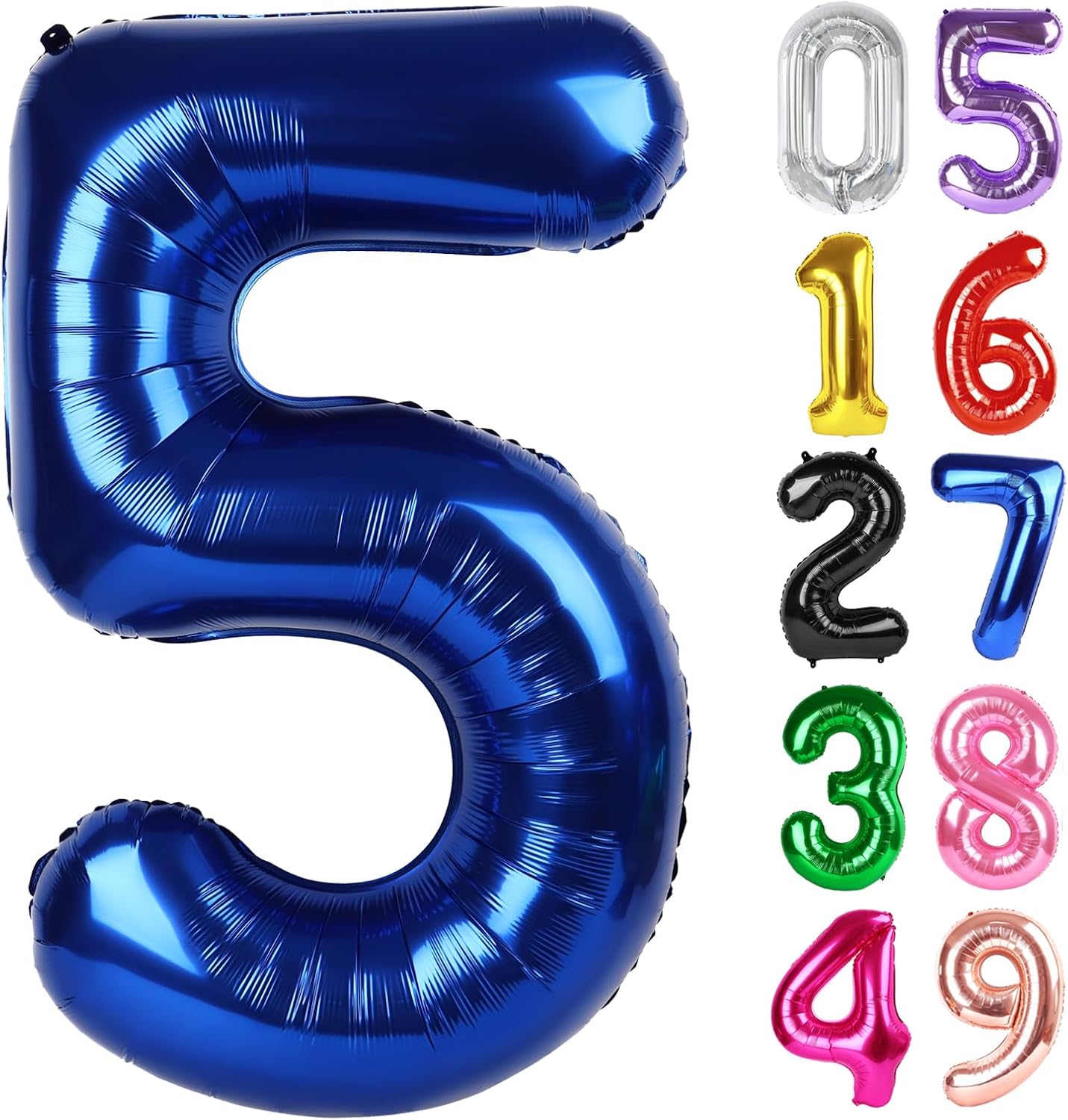 Number 5 Balloon by Night Blue - 40 Inch Giant Foil Balloon for 5th Birthday Party Decorations