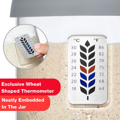 Skiennix Premium Pro Sourdough Starter Jar Kit - 40oz Wide Mouth Glass Container with Thermometer & Accessories