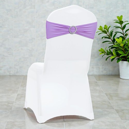 MDS Spandex Chair Sashes - Premium Stretch Covers with Buckle Slider for Weddings & Events | Lavender, Pack of 50