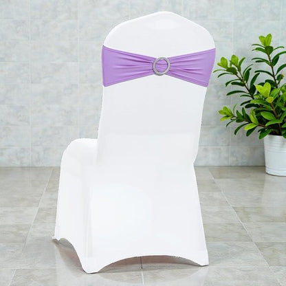 MDS Spandex Chair Sashes - Premium Stretch Covers with Buckle Slider for Weddings & Events | Lavender, Pack of 50