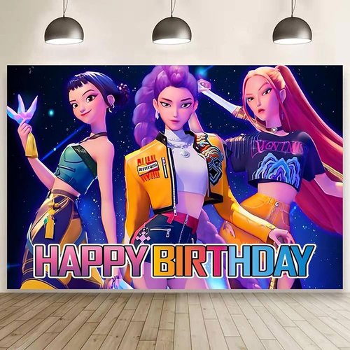 Demon Movie Hunters Birthday Party Decorations - Happy Birthday Banner Backdrop | Festive Supplies