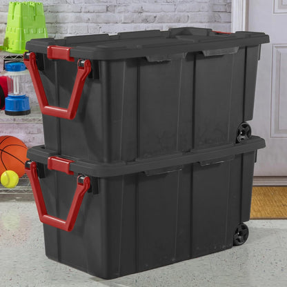 Regine Switzerland 40 Gallon Plastic Storage Bins - Durable Containers with Wheels, Black | 2 Pack