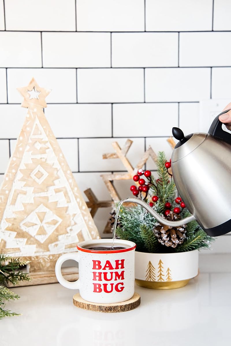 Bah Hum Bug Mug - 15 oz Speckled Ceramic Coffee Cup by Pearhead (Variation of THIS listing: Bah Hum Bug Mug)