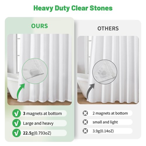 eachope Waterproof Fabric Shower Curtain Liner with 3 Heavy-Duty Magnets - Washable White Shower Liner with Rustproof Grommets,Hotel Quality Lightweight Shower Curtains for Bathroom,72x72 inches