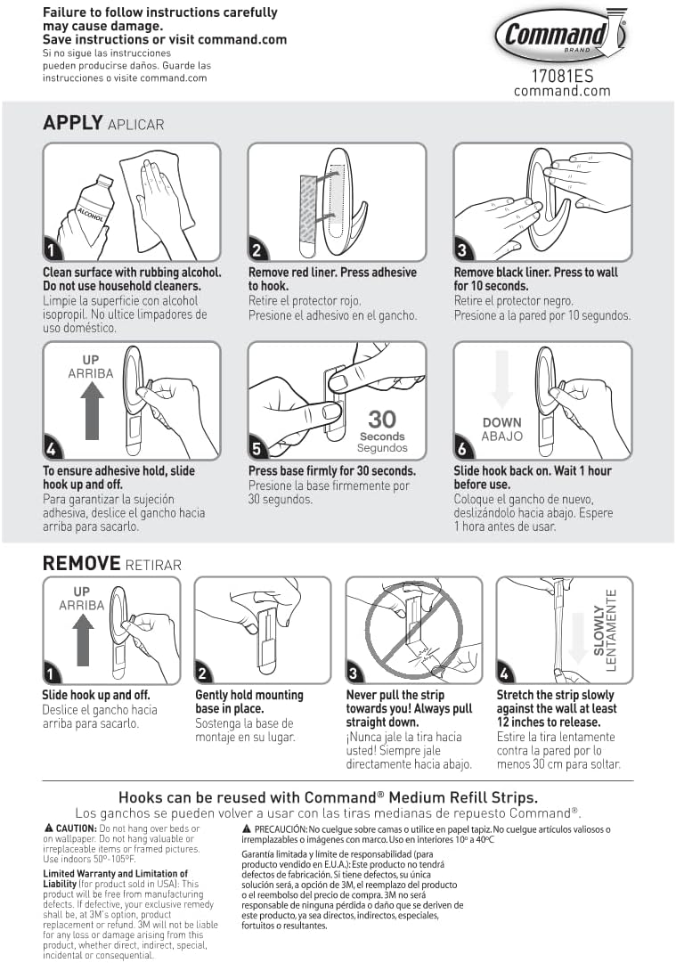 Command Medium Designer Hooks - Damage-Free Wall Hook with Adhesive Strips | 9 Hooks & 12 Strips, Holds Up to 3 lb
