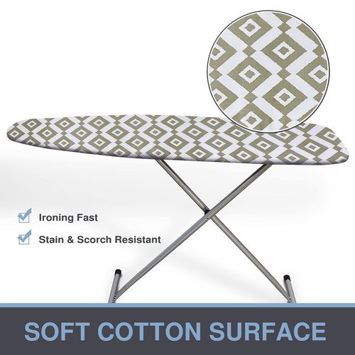 VividPaw Ironing Board Cover and Pad, Standard Size 15x54, Thick Padding, Elastic Edge, Resist Scorching and Staining, Adjustable Fastener, Heavy Duty Floral Iron Board Covers (Khaki)