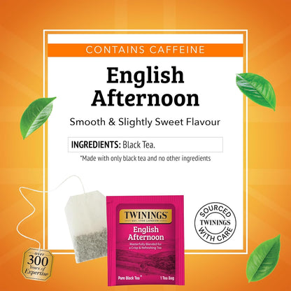 Twinings English Afternoon Black Tea - Smooth & Slightly Sweet - 20 Individually Wrapped Teabags