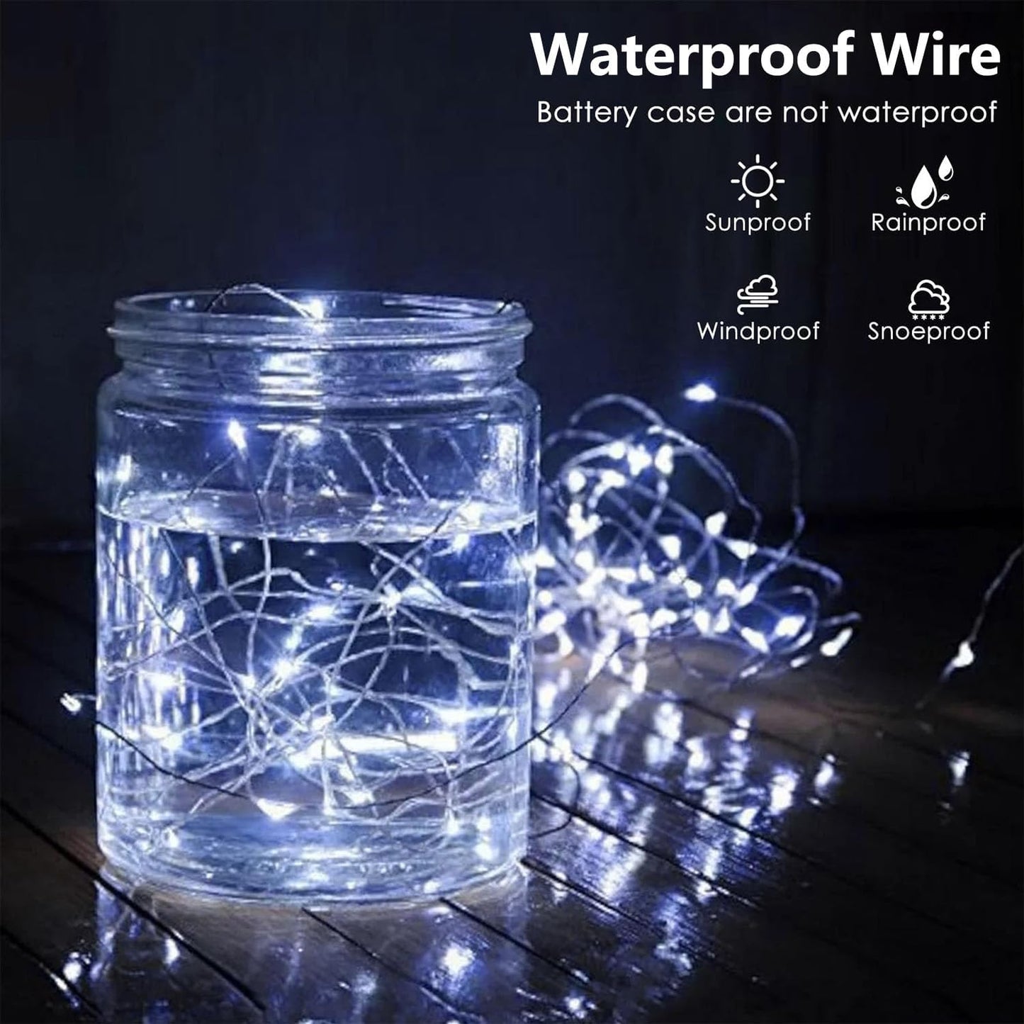 Skiennix 8-Pack Fairy Lights - Battery Operated String Lights with Remote & Timer | 16 FT, 50 LEDs, Waterproof, Cool White