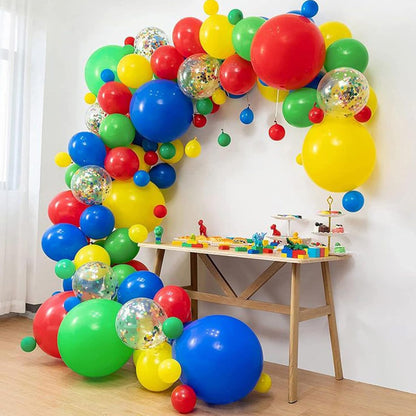 PartyWoo 100 Pcs 12-Inch Red, Yellow & Blue Latex Balloons - Perfect for Baby Showers & Birthday Celebrations